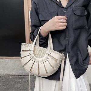 NEW Semi-Circle Straw Woven Bag